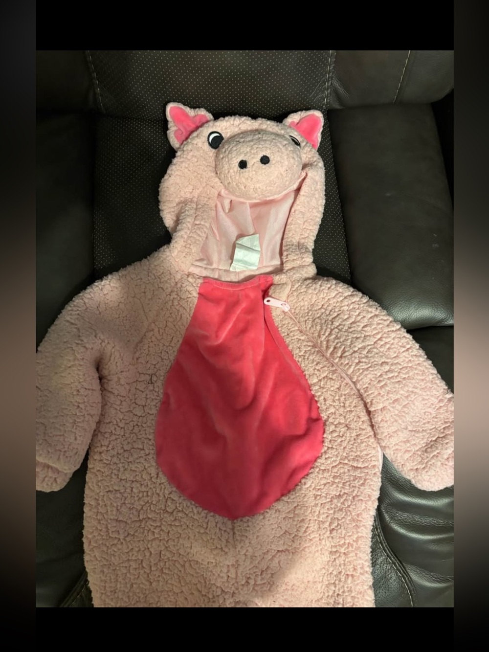 Plush Pink Pig Hooded Costume with Dark Pink Belly